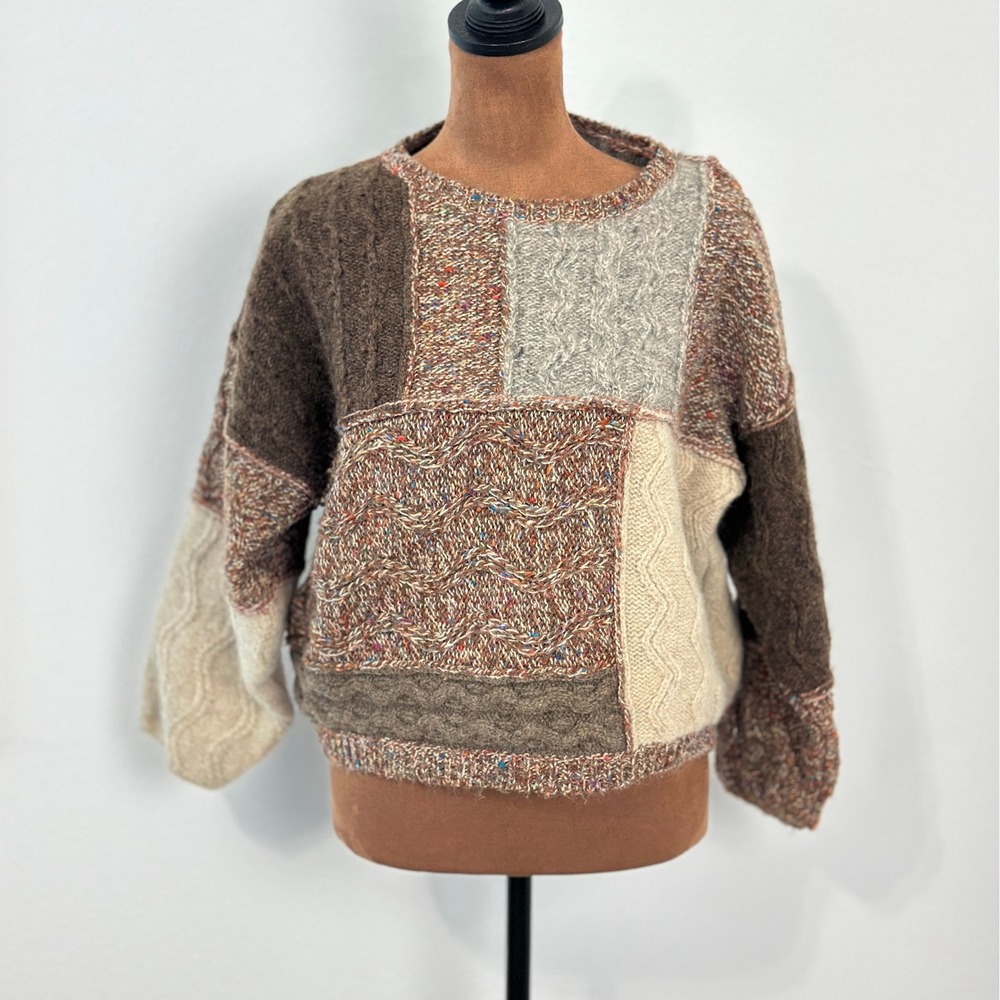 Vintage Esprit patchwork sweater — mixed knit panels
